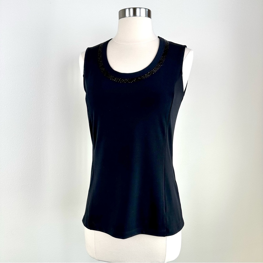 Tribal Black Sleeveless Sequins Top Size PS